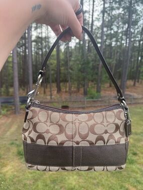 Coach Brown/Tan Signature Canvas Shoulder Bag